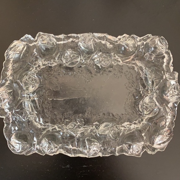 Vintage Glass rose petal butter dish - Picture 3 of 5